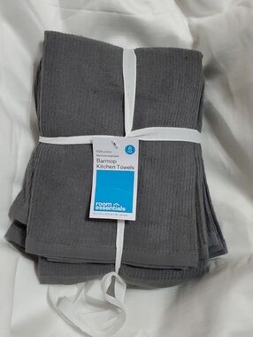 NWT Room Essentials Barmop Kitchen Towels - Dark Gray - 6 Pack